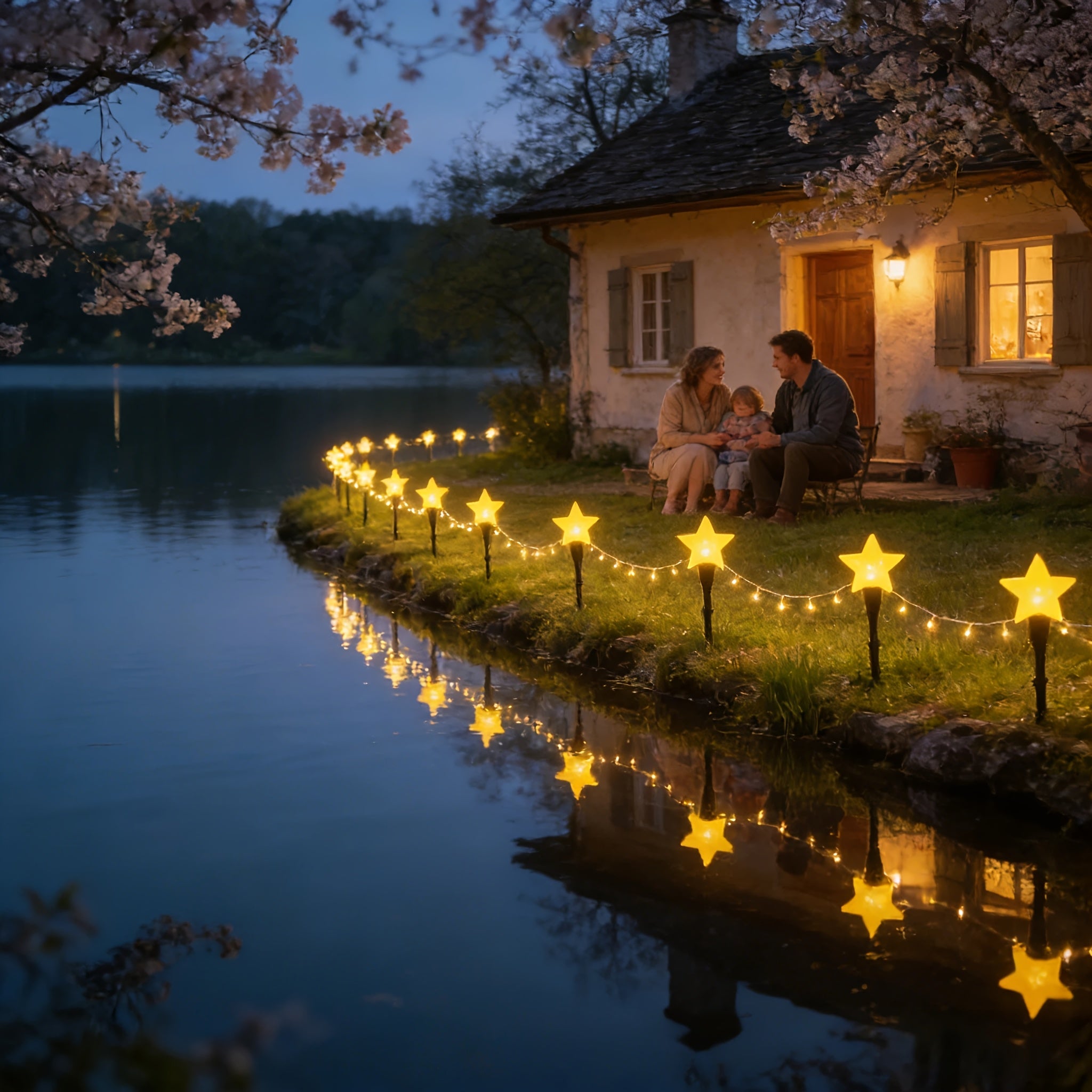 Outdoor Solar Courtyard Light, 10-LED Star Solar Courtyard Light, Outdoor Decorative LED Light, Suitable for Outdoor Garden Path, Lawn Decoration, Perfect for Valentine's Day, Mother's Day, New Year and Ramadan Decoration
