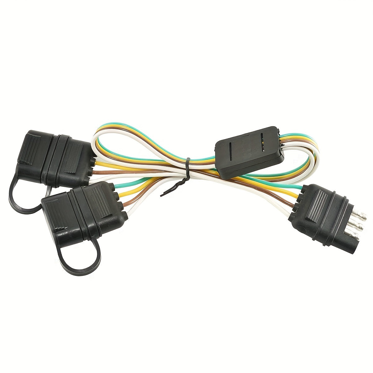 4-Pin Flat Y-Splitter Plug Adapter, 17.5-Inch Trailer Extension Wiring Harness Plug, for LED Tailgate Light Bar and Trailer Lights, US Standard