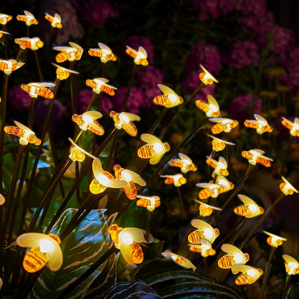 1PC Solar Bee Light Outdoor 8-Head Bee Solar Light Suitable for Garden Path Fence Courtyard Patio Walkway Decorative Lighting Perfect for Outdoor and Holiday Decoration
