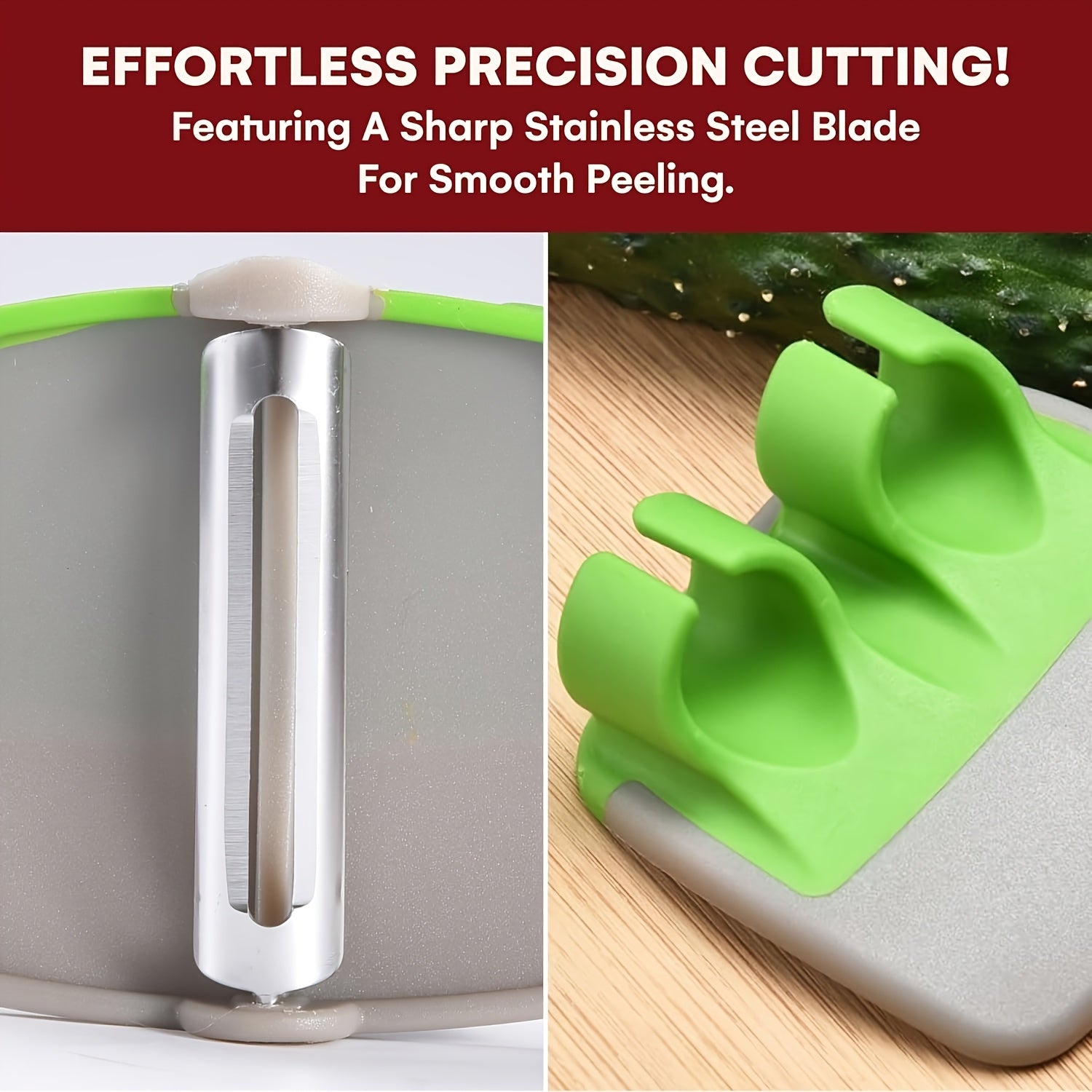 2Pcs Vegetable Peeling Tools, Comfortable Grip with Non-Slip Rubber Finger Ring Design. Made of stainless steel and durable thermoplastic rubber material, battery-free, suitable for carrots, pumpkins and more food ingredients