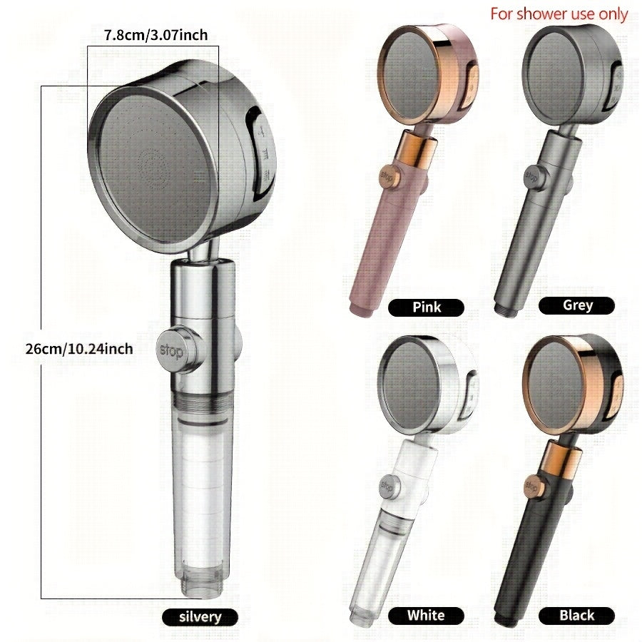 1pc High Pressure Filtered Shower Head - 3-Speed Adjustable Super Powerful Booster for Home Shower, Adjustable Angle Shower Head, Bathroom Accessory
