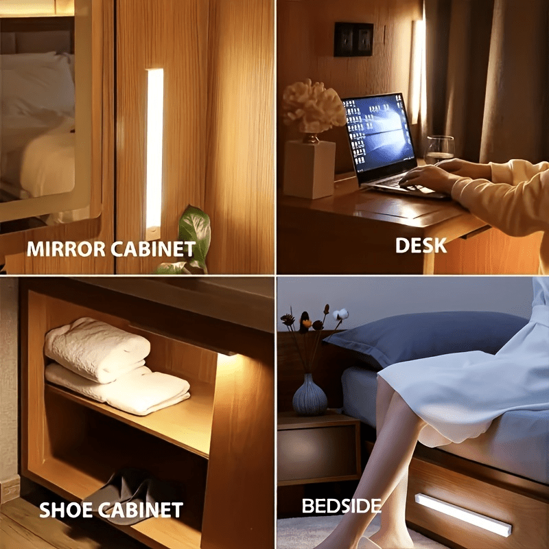 LED tube light with motion sensor - USB rechargeable, easy-to-install magnetic booster, white light illumination, suitable for cars, homes, wardrobes, bedrooms and travel, wardrobe light