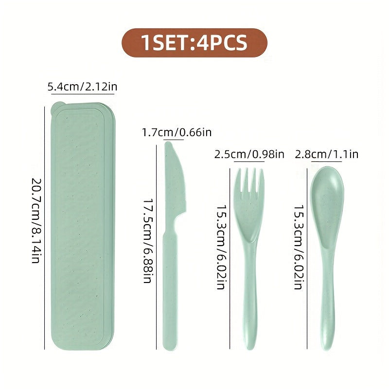 1 Set Outdoor Cutlery Set – Portable Spoon, Fork & Knife with Storage Case – Reusable Camping Utensil Set – Perfect for Work, School, Travel & Picnics