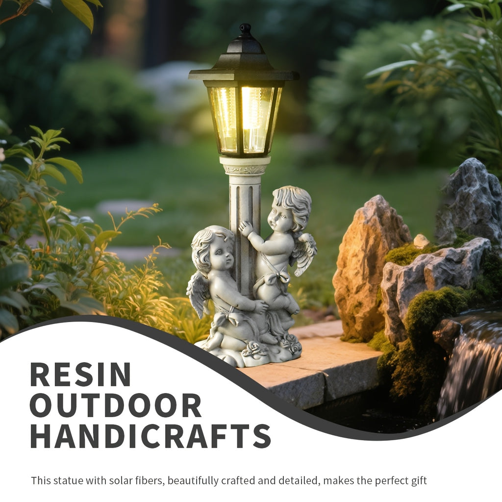Resin Classical Figure Solar Outdoor Light Statue Ornament, Creative Resin Sculpture, Christmas Home Decoration, Path Corridor Ambient Light, Garden Courtyard Villa Warm Night Light, Unique Birthday/Holiday Gift