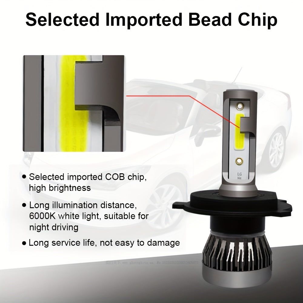 2-Pack H1 H4 H7 H11 9005/HB3 9006/HB4 LED Car Light Bulbs, 1:1 Mini Size Car Headlight 58000LM High Beam Low Beam or Fog Light Plug-and-Play COB High Brightness Chips, No Battery Included