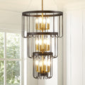 Farmhouse lighting lantern trapezoidal pendant light, modern hall lighting fixture, large chandelier for entryway, high ceiling