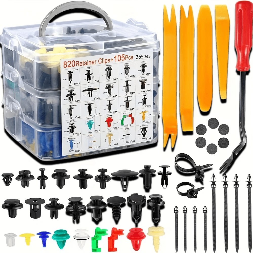 PCS Boxed Retainer Clips Kit for Car Bumper, Door Panel, Fender – 26 Types of Auto Fasteners with Complete Removal Tools