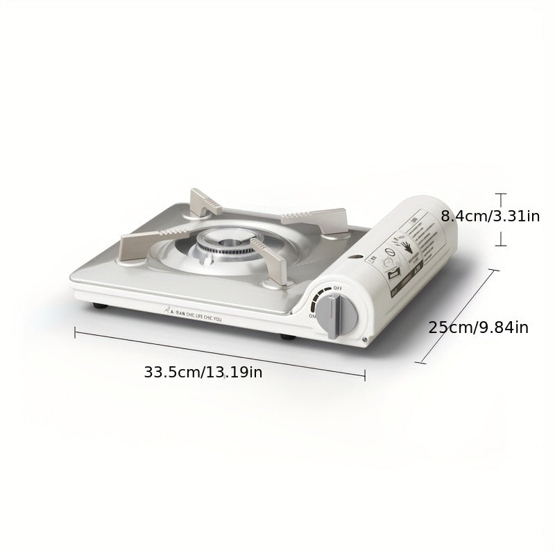 Ultra-Thin 3500W White Butane Stove with Portable Storage Case, Safety Lock & Piezo Ignition - Home Stainless Steel Kitchen Burner, Perfect for Gas Stove Use/