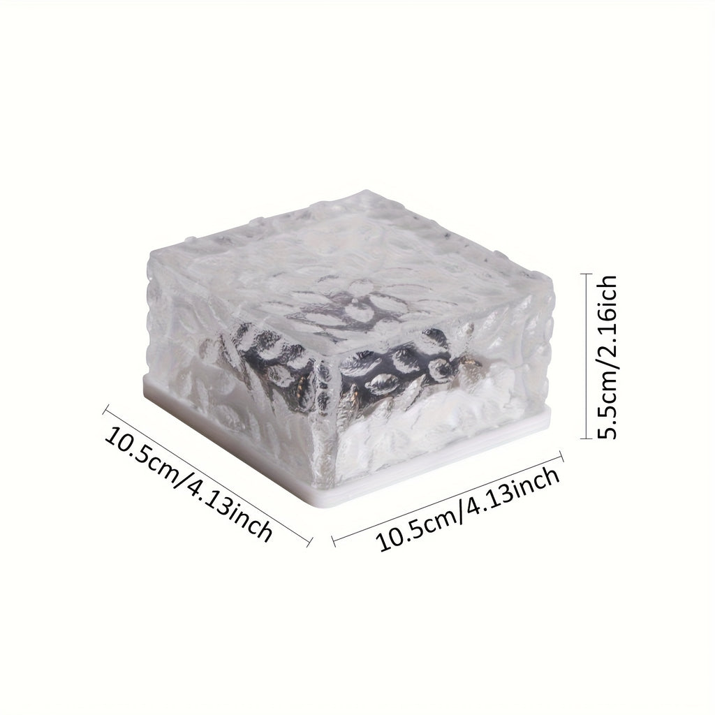 3/6 Pack Solar Ice Cube/Brick Light, Sensor Courtyard Light, Suitable for Patio, Balcony, Outdoor Garden, Sidewalk and Walkway; Transparent Square Resin Paver Light; Recessed Ground Lawn Light