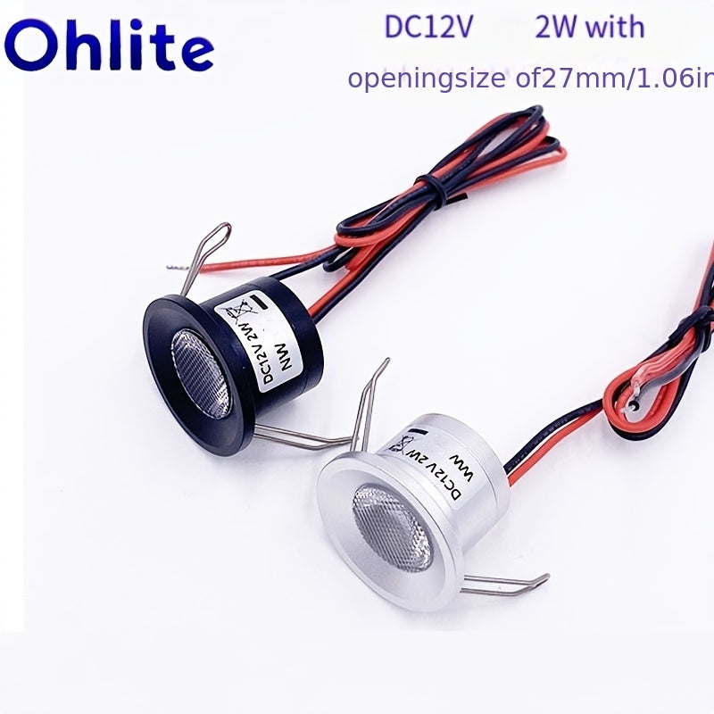 迷你天花灯 LED小拇指灯 DC12V 开孔27mm 嵌入式2W小射灯适用于橱柜 酒柜 珠宝展示柜 圣诞节装饰 餐厅 朋友聚会