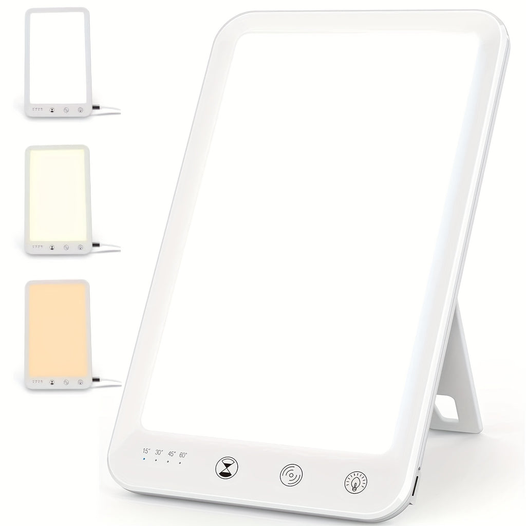 Ultra-Thin UV-Free 10000 Lux LED Daylight Lamp, Touch Control, 5-Level Dimmable Brightness & Color Temperature, 4 Timer Functions, Ideal for Winter Use