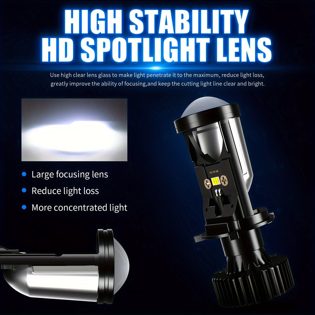 AILEO 2-Pack H4 LED Headlight Bulbs - 100W, 22000LM High/Low Beam, Turbo Fan Cooling, 6500K White Light for Car and Motorcycle