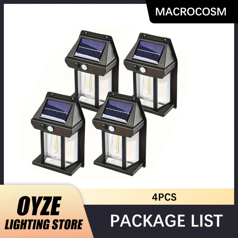 1/2/4 Pack Smart LED Solar Light, PIR Motion Sensor Solar Wall Light, Outdoor Solar Charging High Brightness Street Light, 3 Modes Solar Powered Decorative Garden Light Security Lighting, Mini Step Light, Perfect for Porch, Pathway, Courtyard