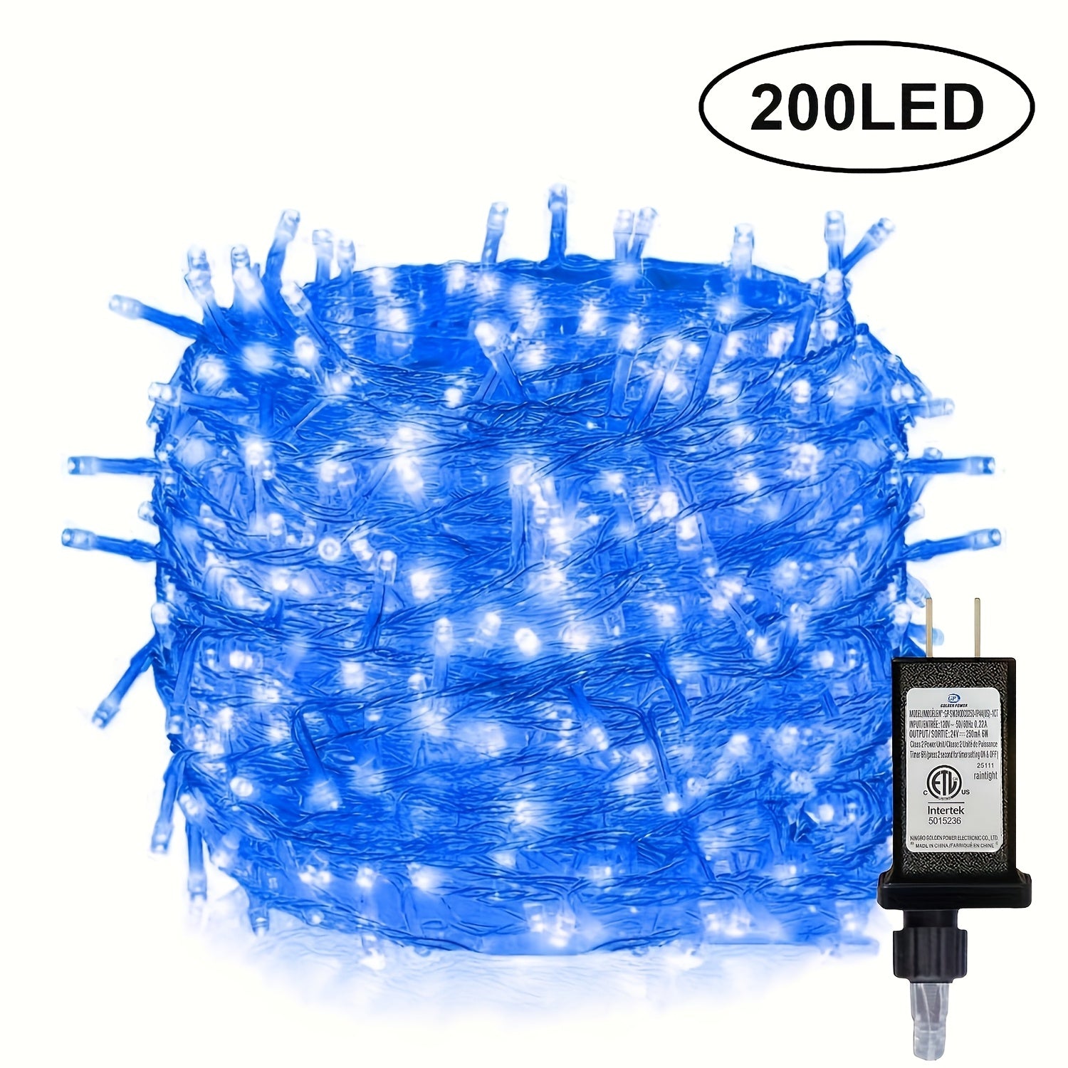 1包39/72/104英尺100/200/300LED庭院聖誕裝飾燈串，12種模式帶內建定時和記憶功能聖誕燈，室內透明線路，插電式聖誕燈串，IP44防濺戶外，臥室