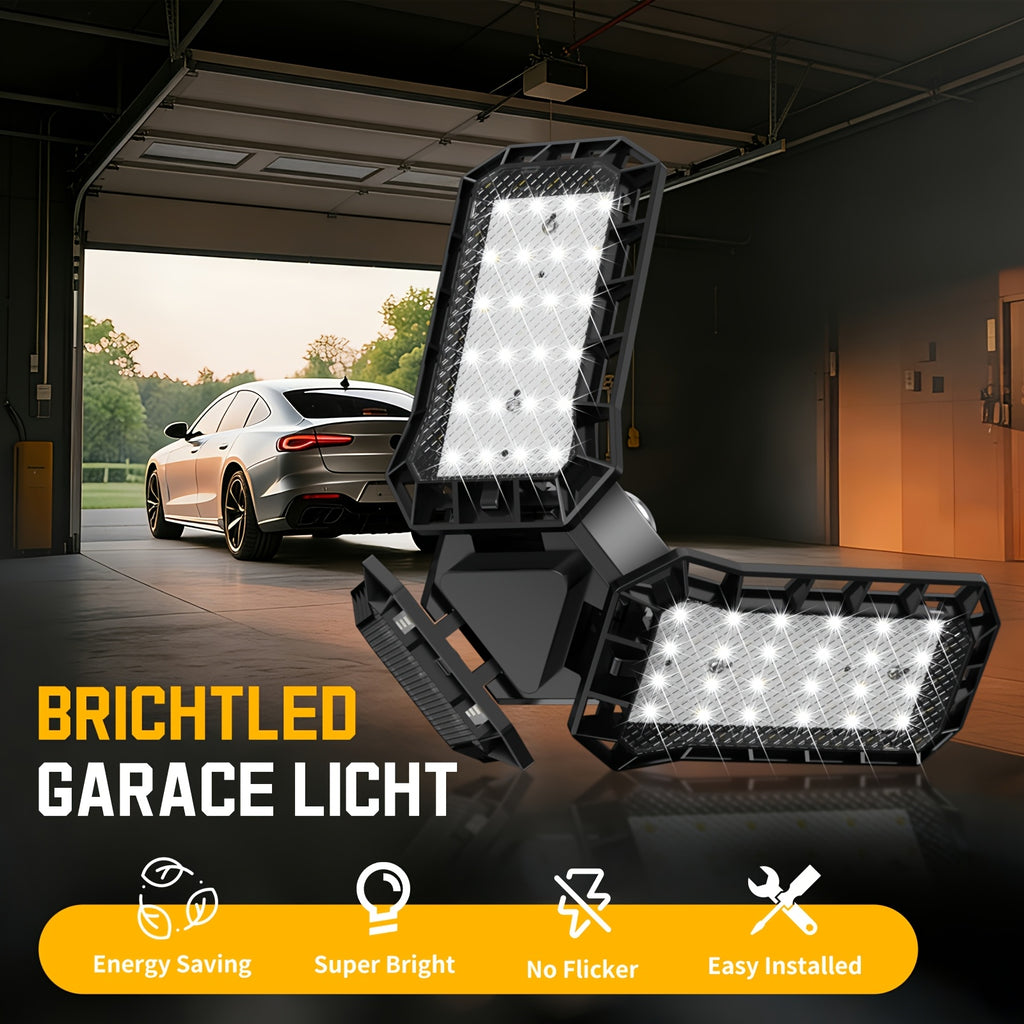 4000 lumen three-leaf adjustable LED light, high-brightness garage light, wide-angle illumination, E26/E27 universal, quick installation, high-quality plastic heat dissipation, suitable for garages, supermarkets, gyms and other scenes