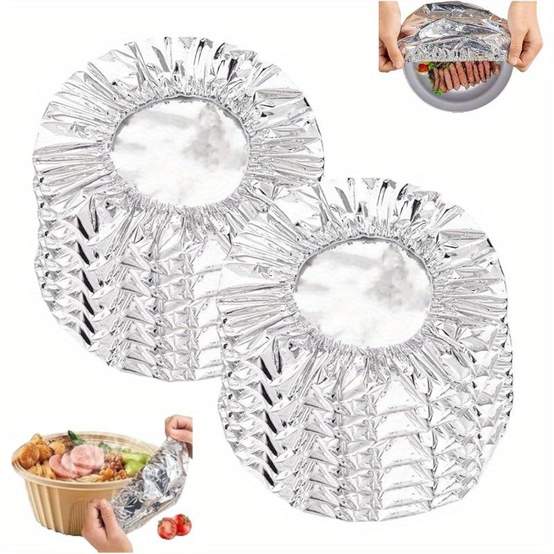 Reusable Elastic Aluminum Foil Food Cover, Food Grade Heat Preservation Fresh Cover, Microwave & Refrigerator Safe Kitchen Food Storage Keeping Fresh Essential