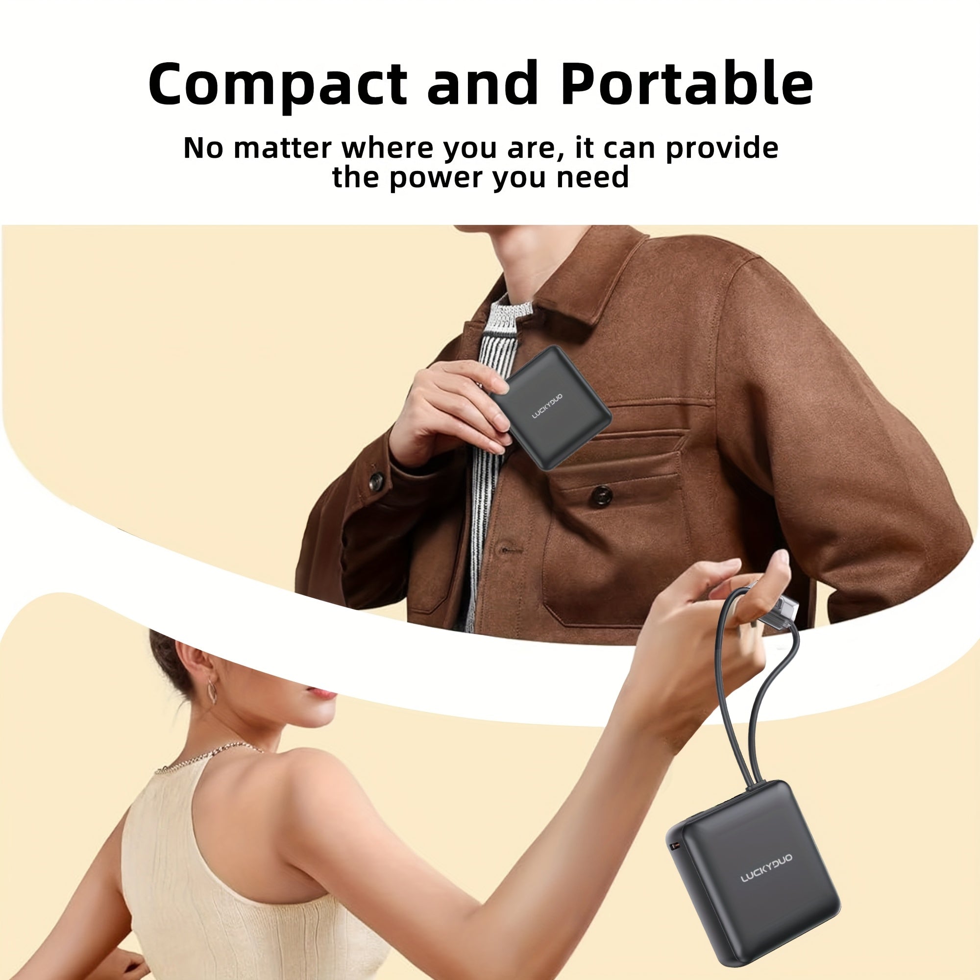 No Cables Needed, Fast Charging Anytime! 10000mAh Mini Power Bank, 22.5W High Power, Built-in Cables Compatible with Apple And Android Portable Charger (local Warehouse)