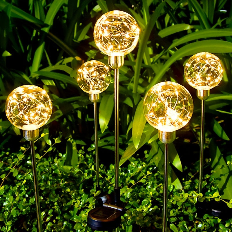 2-Piece Warm White LED Crystal Ball Light Base, Semi-Flush Mount LED with Automatic Light Sensor, Portable Solar Rechargeable Light Fixture, Suitable for Garden, Patio and Holiday Occasions - 600mAh Nickel Battery