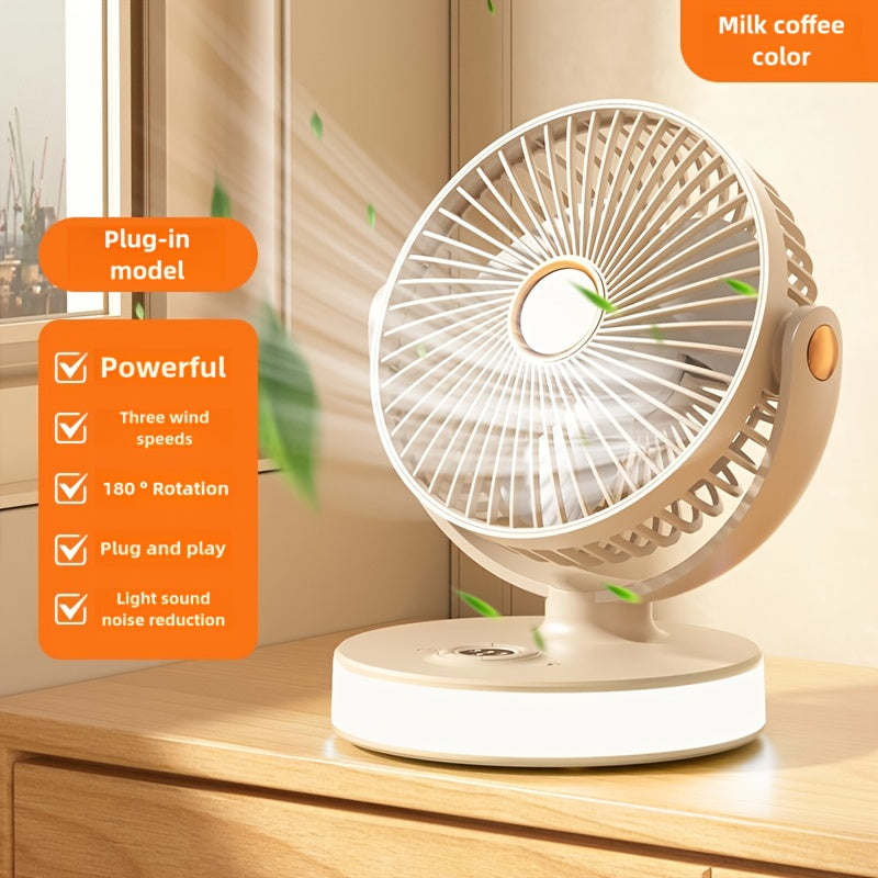 2025 New Colorful Desk Lamp Fan, USB Rechargeable 1800mAh Large Capacity Battery, 3 Speed Levels, Wall Mountable