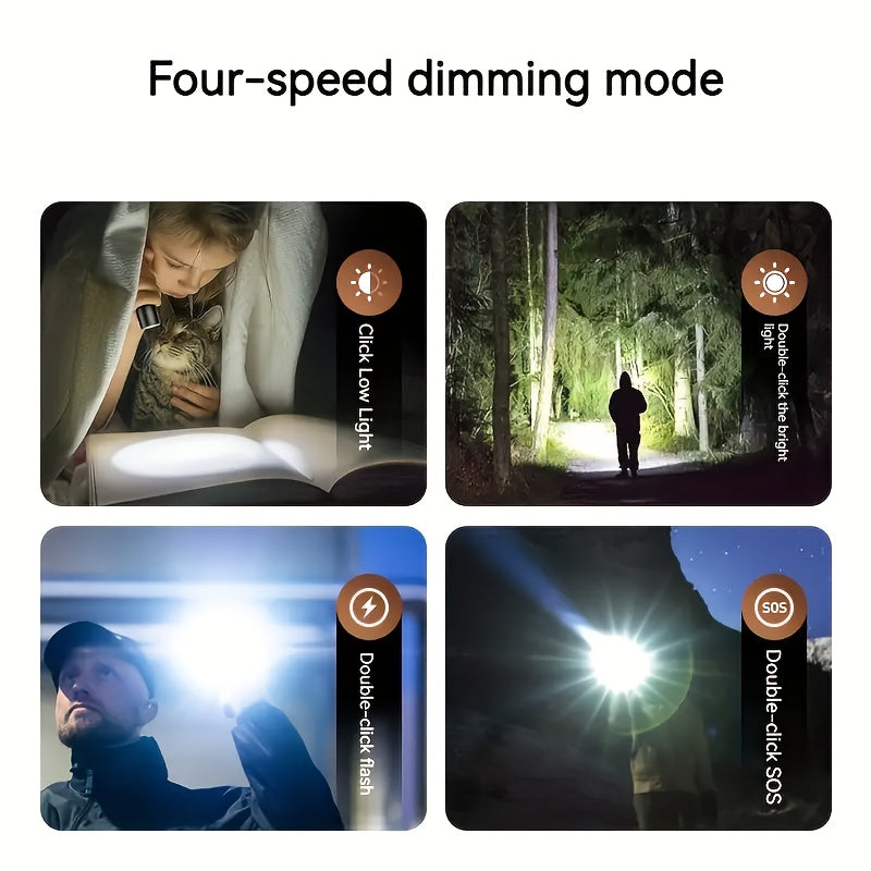 Philips Outdoor Ultra-Bright Flashlight, Matte Surface for Comfortable Grip, 4-Level Dimming Modes, Smart Battery Level Display for Long Battery Life, Portable Multi-Functional Flashlight for Home & Camping - Type-C Charging