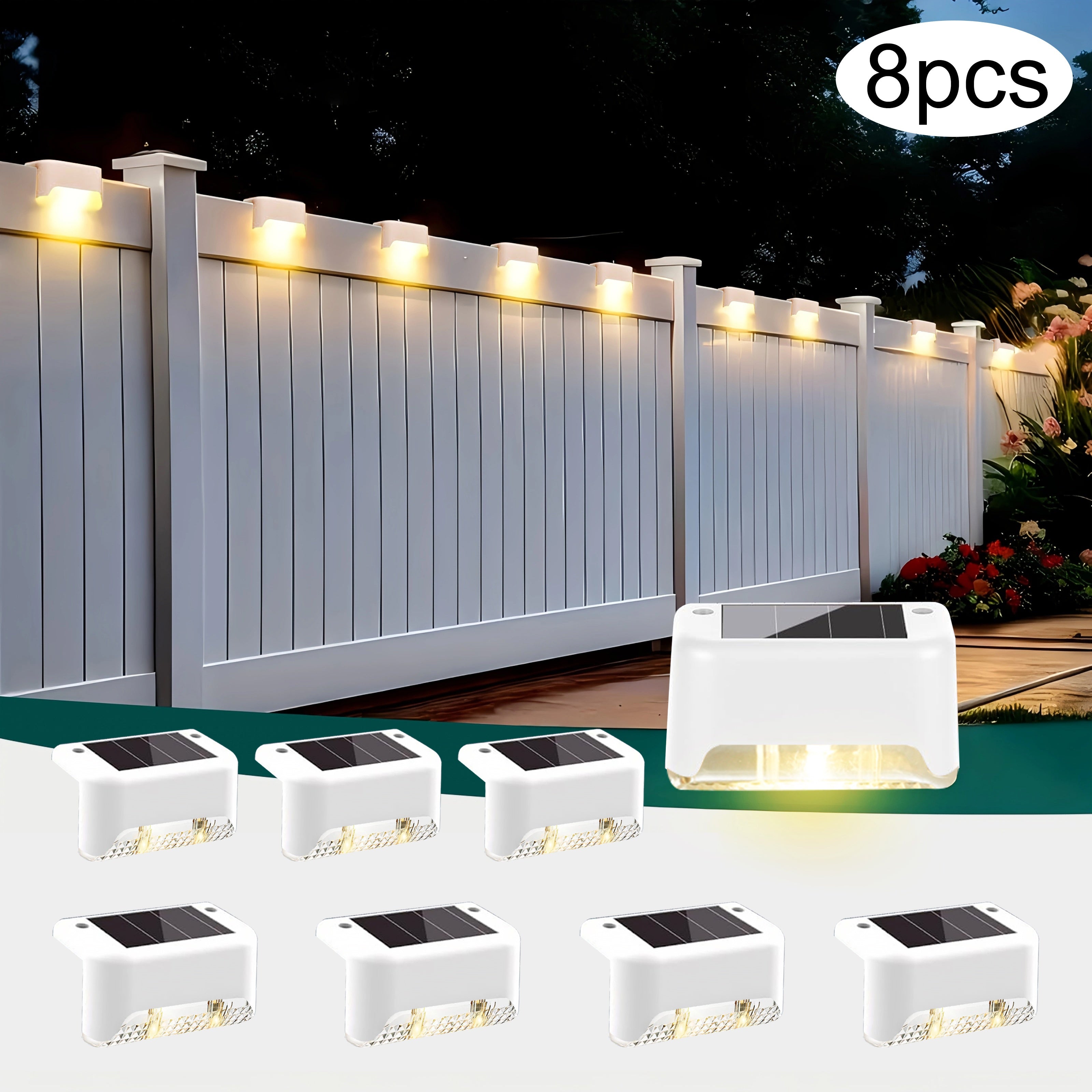 32/16/8 Pack Solar Outdoor Light, LED Solar Ground Insert Light, Solar Step Light, IP44 Waterproof, Courtyard Decorative Light, Solar Fence Light for Stairs, Steps, Railings, Courtyard, Patio and Walkways (Warm White)