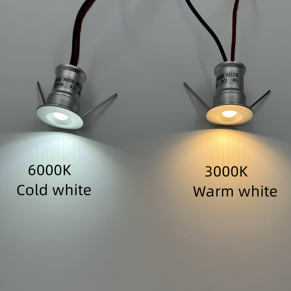 6个/11个 低压 12V 迷你地下灯，LED楼梯地面景观灯，1W楼梯甲板灯，12V花园灯，IP65户外15mm埋地LED灯，庭院、小路、露台装饰射灯