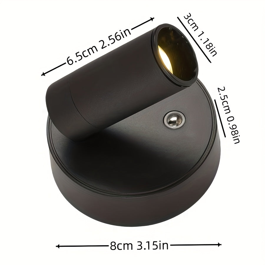 Multi-functional wireless spotlight, with 3 color modes, adjustable brightness and 2000mAh rechargeable battery - suitable for indoor decoration, plants and artwork - easy to install, touch control, white and black, computer accessories and peripherals