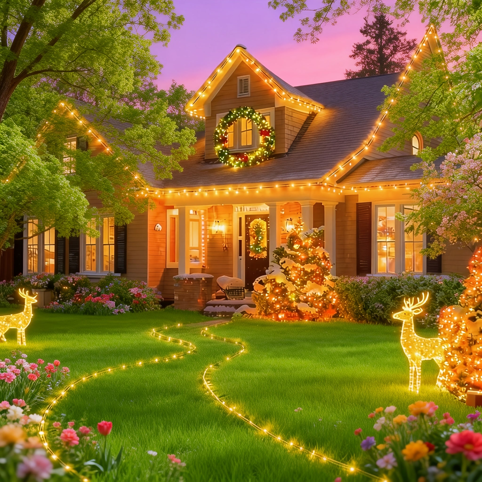 LED string light, 200/150/100/50 LED outdoor tube light, tubular light strip, with 8 modes, flexible tube light, suitable for bedroom, indoor, party, wedding, Christmas, New Year, Mother‘s Day, Hanukkah, trees, house decorative light strip IPX4