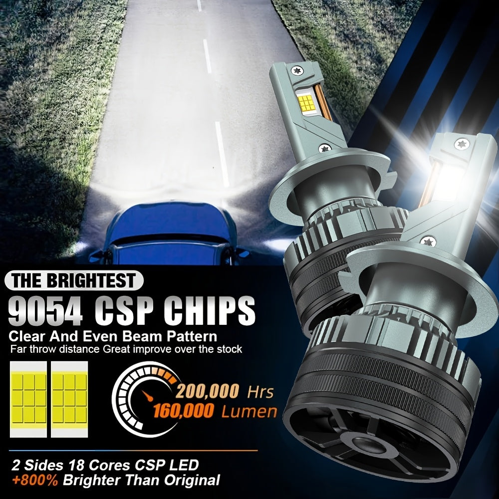 2-Pack 250W H7 CANBUS H4 H1 LED H11 H8 H9 9005 9006 HB3 HB4 Car LED Headlight Fog Light Bulbs 6000K 12V