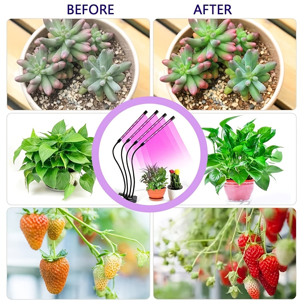 Indoor LED Plant Grow Light, Full Spectrum & Red-Blue Dual Spectrum, USB Powered, 3/6/12H Timer, 15W Power, Dimmable Design, Ideal for Seedling Propagation, Indoor Plant Care and Greenhouse Cultivation, Valentine's Day Exclusive