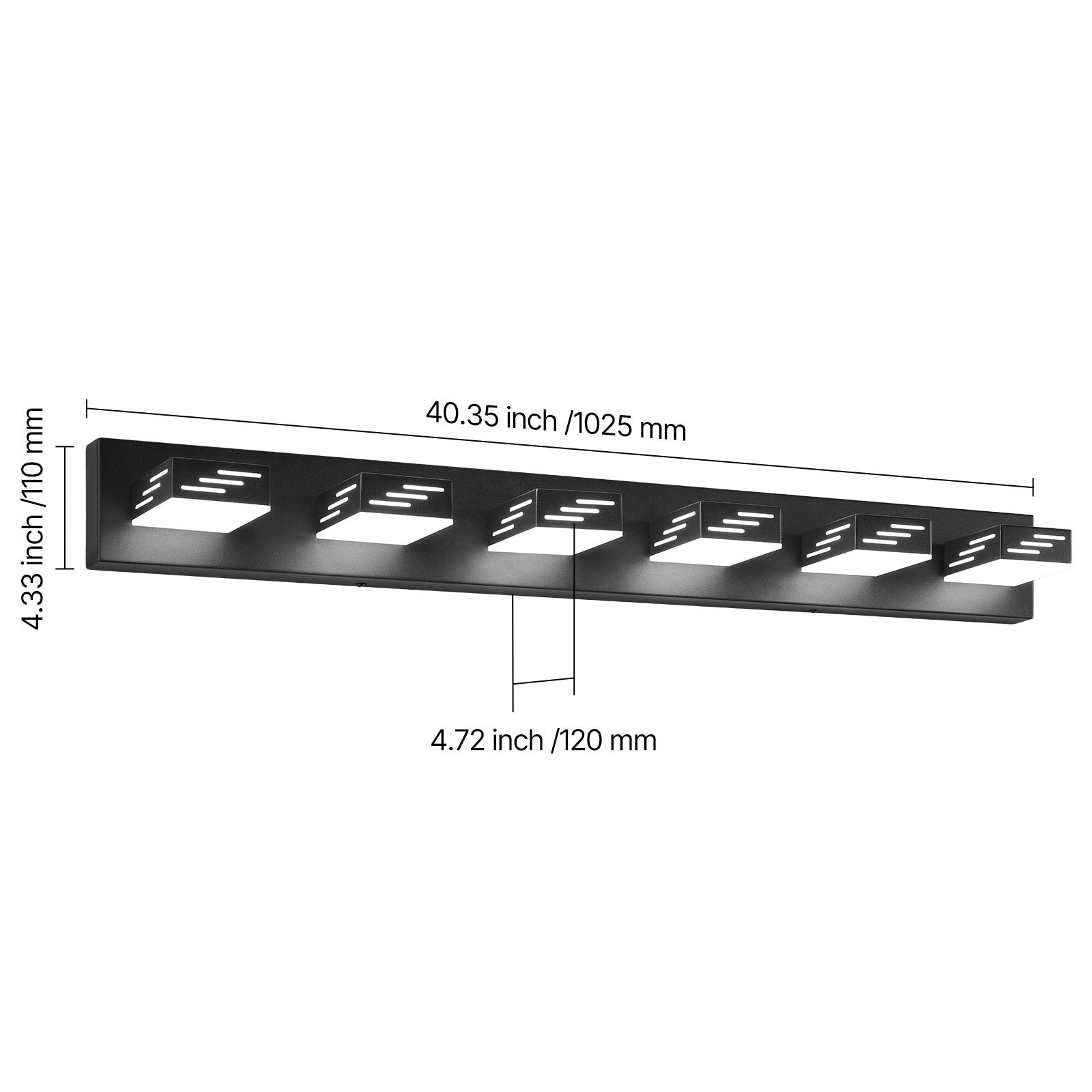 VEVOR 3/4/5/6-Light LED Modern Bathroom Wall Lamp 19.69/25.6/33.5/40.2-Inch Wall Light
