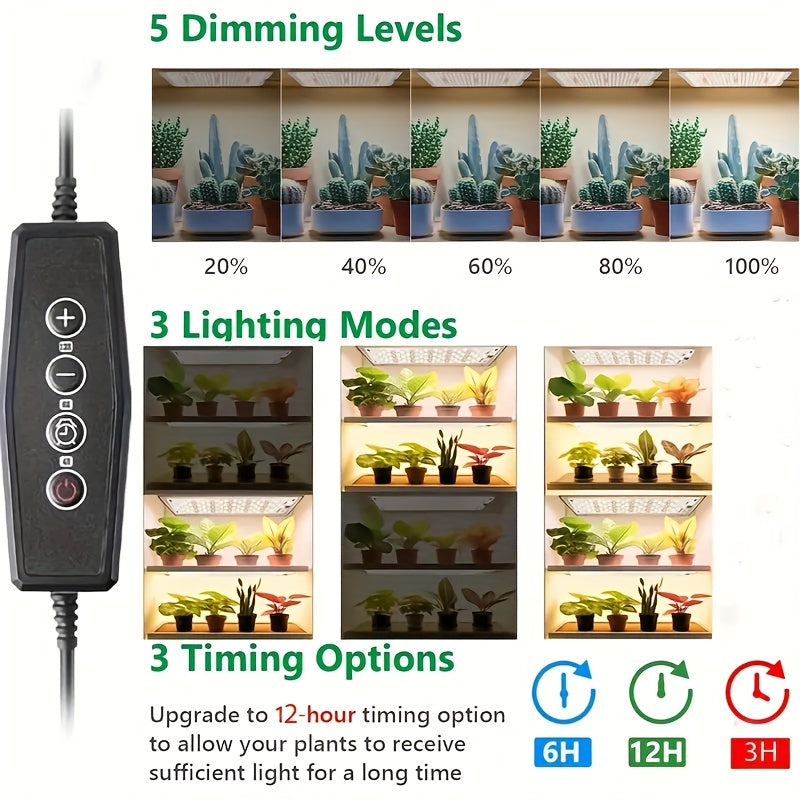 4 Pcs LED Plant Grow Light, Full Spectrum Grow Light with Timer, 3 Lighting Modes, Easy Installation, Perfect for Under Cabinet Lighting, Greenhouse & Hydroponics, Plant Growth Support, Modern Lighting Design, Energy-Saving Lighting