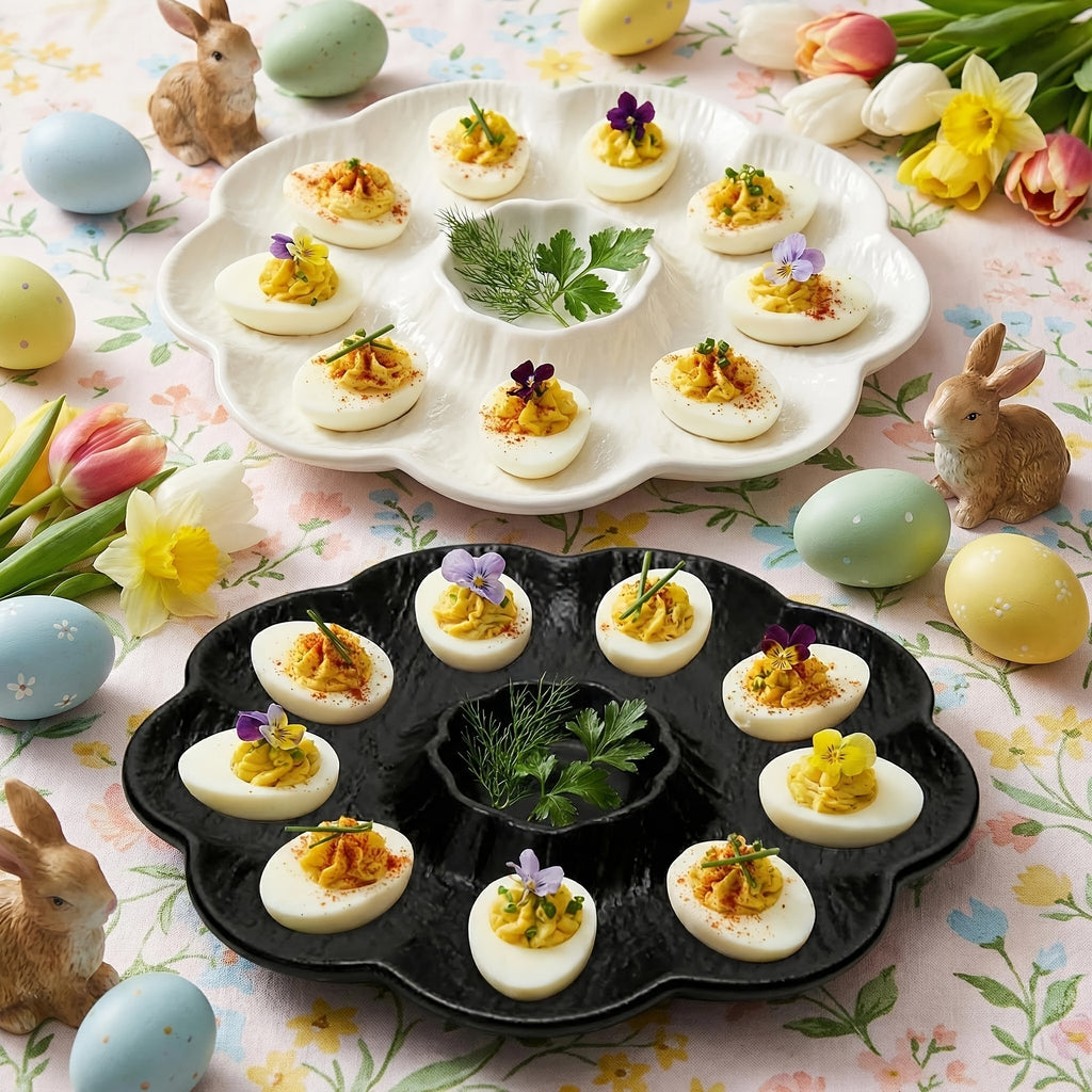 2pcs Novel Multi-Use Plastic PP Dinner Plate with Sauce Dish, Reusable Home Sushi Plate, New Year Dumpling Plate – Perfect for Dumplings, Deviled Eggs, Noodles, Vegetable Platter, Sushi, Tacos, Salsa, Deli, BBQ Breakfast Dips