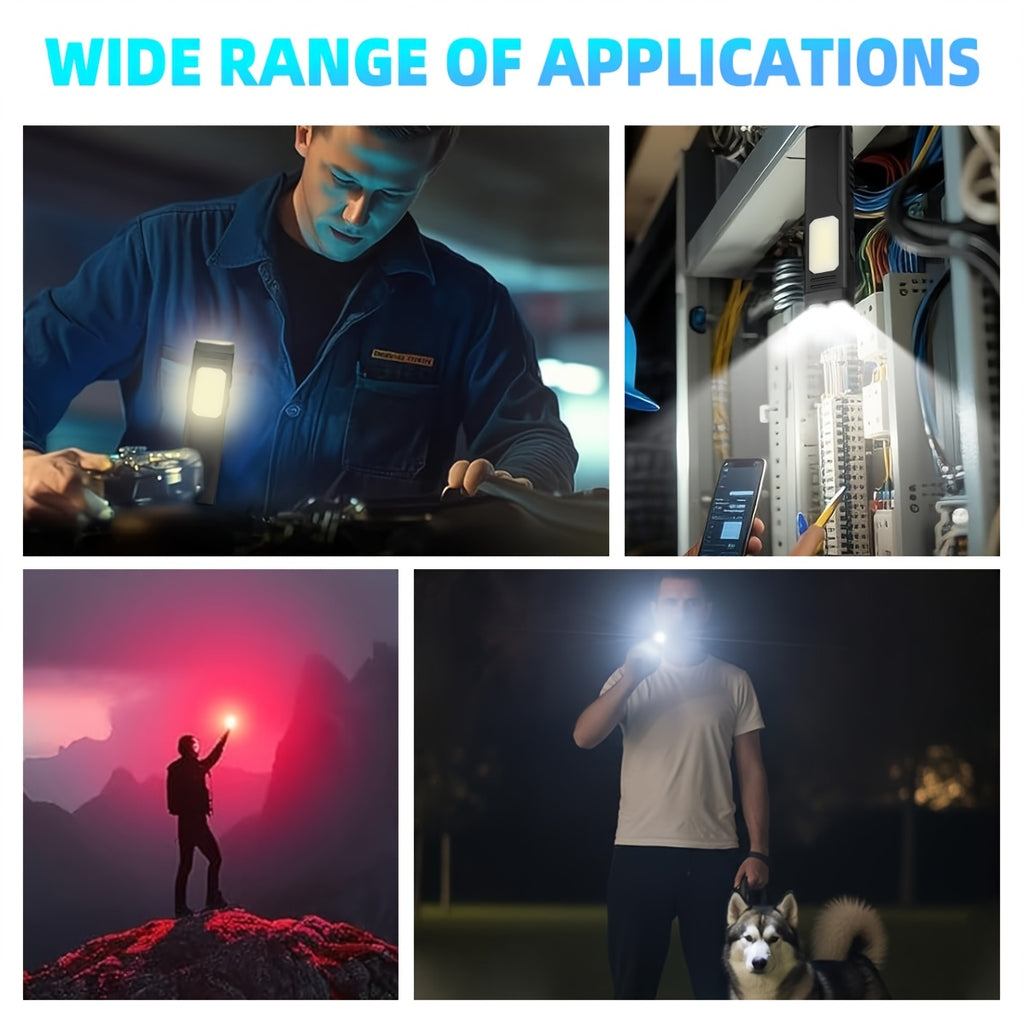 EDC Tactical Flashlight Flat Rechargeable Dual Switch LED Mini Flashlight Digital Display 7 Modes Pocket Flashlight for Home Camping Emergency Use