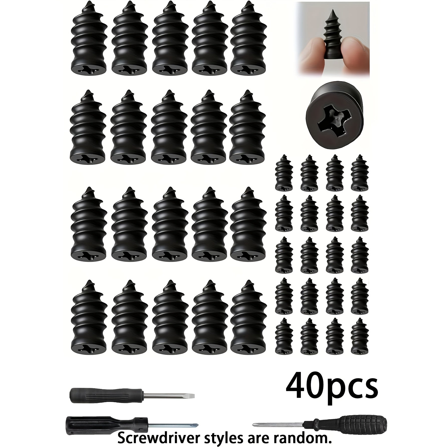2025 New Vacuum Tire Repair Nail Set (2 Sizes Included) – Spiral Tire Repair Plugs, Fast Self-Service Tire Repair Tool for Cars, Motorcycles, Trucks (40/20-Piece Pack)
