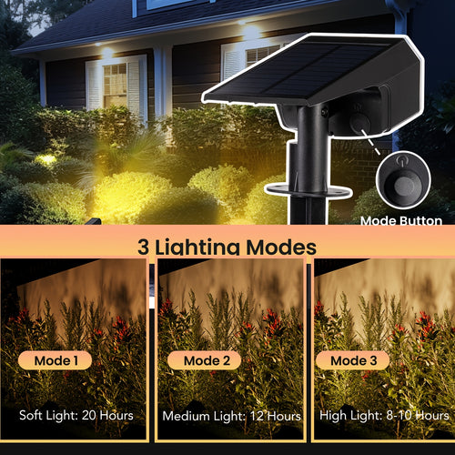 12/2-Piece Solar Outdoor Light Garden IP65 Waterproof 3 Lighting Modes Solar Spotlight Christmas Decoration Outdoor Accent Light Landscape Solar Light Outdoor Courtyard Landscape Lighting Suitable for Garden, Courtyard, Camping