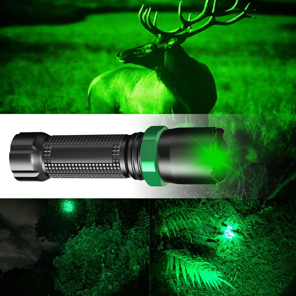 1PC Portable Green Flashlight Bright USB Rechargeable Night Walking Torch Multifunctional Emergency Light for Fishing Machine Detection Fluorescent Leak Detection Rescue Signal Identification Emergency Lighting