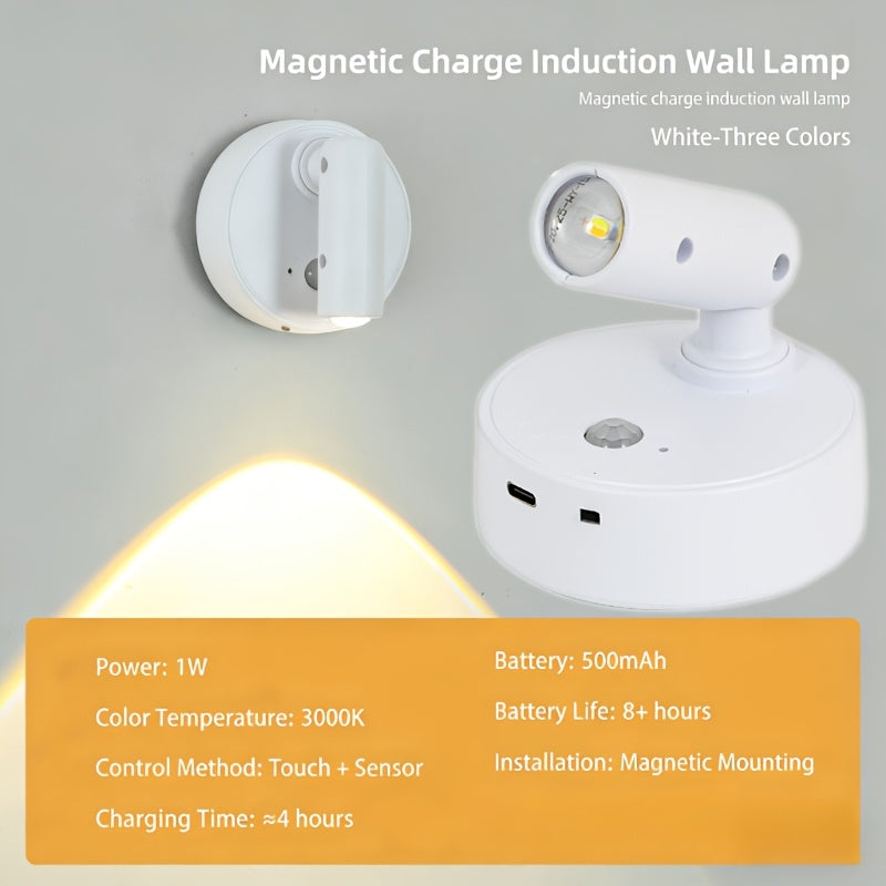 LED multi-functional wireless spotlight, multiple color modes, adjustable brightness, perfect for plants and artwork – no-drill installation, touch control, white and black, suitable for bedrooms, living rooms, hallways, artwork lighting