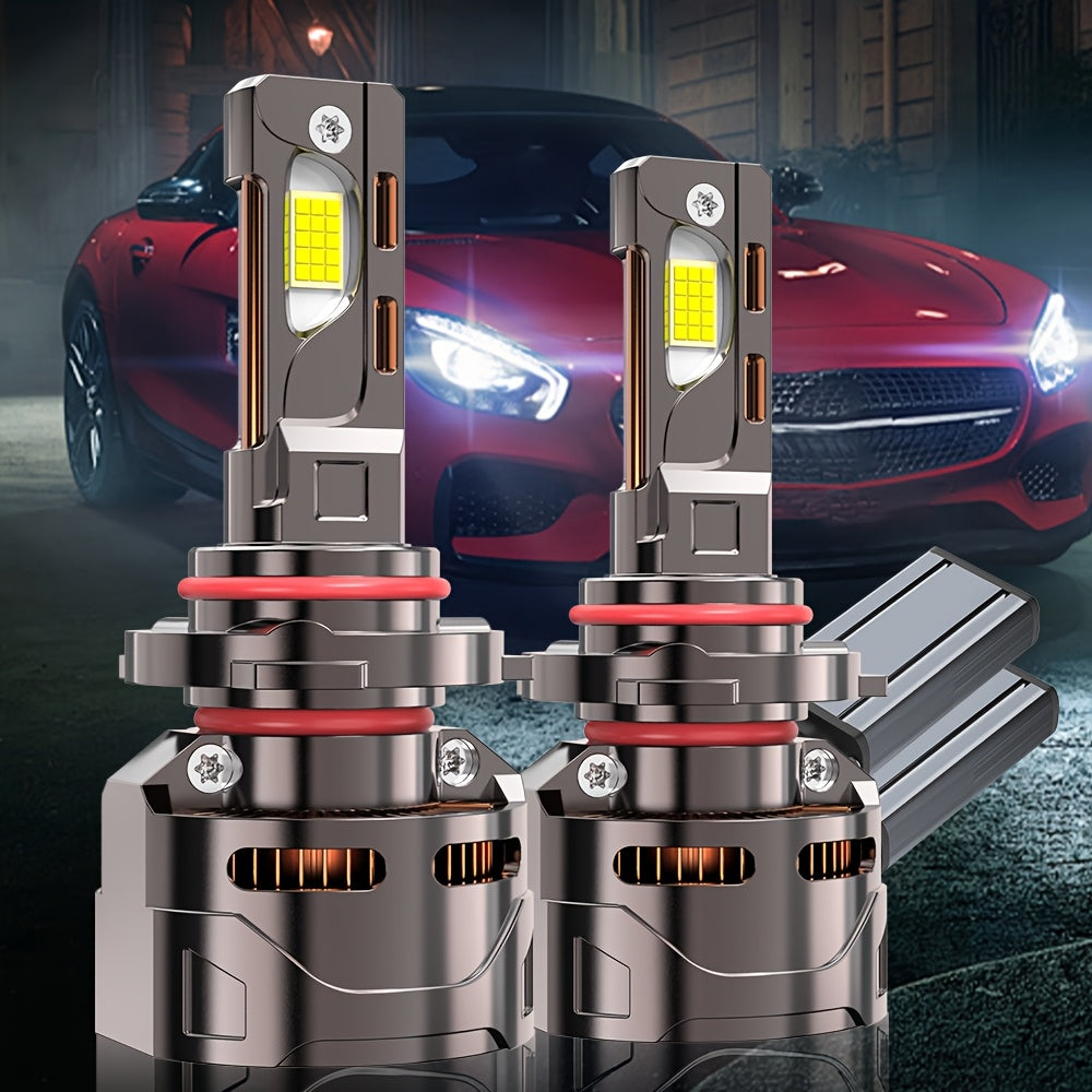 2 Pcs LED Car Headlight Bulbs, 57300 Lumens, 300W High Power, H1, H4, H7, H11, High/Low Beam, HB3/9005, HB4/9006, HIR2/9012-O129, 9570 CSP Chip, Plug-and-Play, Aluminum, External Driver, 900% Brightness Increase, No Battery Included