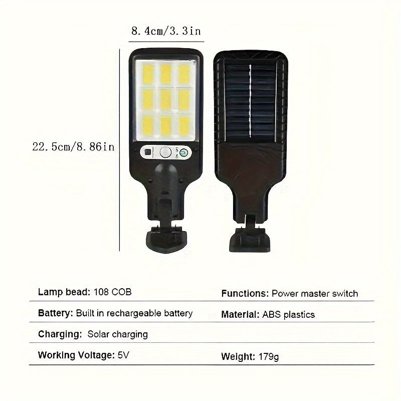 New 1pc Outdoor Solar Street Light, PIR Motion Sensor Courtyard Light with Remote Control, IP44 LED Wall Light Courtyard Light, Perfect for Courtyard, Aisle, Patio, Garage, Corridor, Wall Light