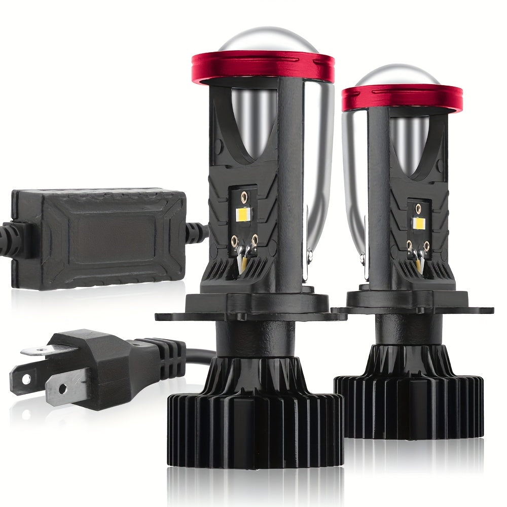 1pc/2pcs H4 LED Projector Headlight Lens, Designed for Left-Hand Drive, with 180W H4 LED Left-Hand Drive Bulb, Compatible with Cars or Motorcycles, Lens LED Light, Suitable for 12V and 24V Systems, 6000K Color Temperature
