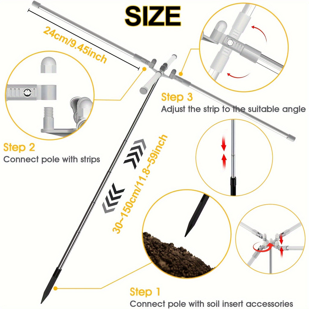 1pc 4-Tube 3 Lighting Modes 96LED Full Spectrum Grow Light, Multi-Angle Illumination, Dimmable & Timable, 30cm-150cm Height Adjustable, USB Powered LED Plant Grow Light (No Built-in Battery)