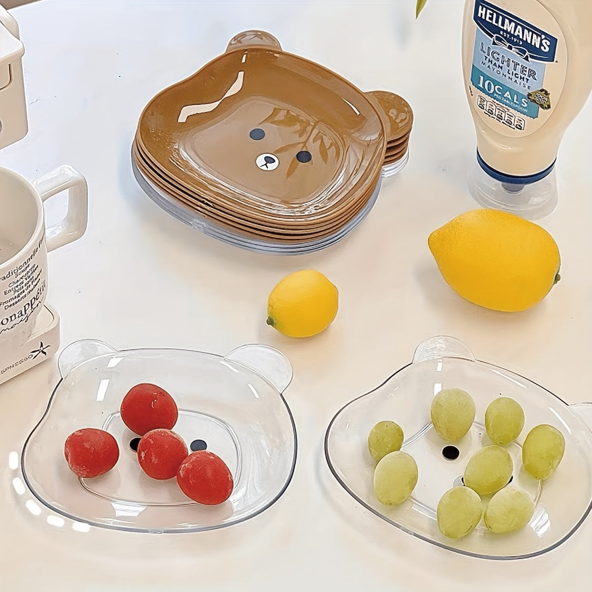 2 PET Cartoon Small Plates, Trash Plate, Square Dried Fruit Tray, Small Dish – Perfect for Kitchen Breakfast, Fruit, Bone Dish, Snacks, etc.