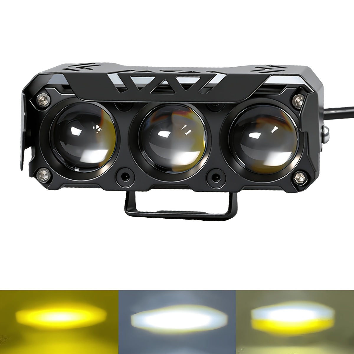 1件 摩托车LED驾驶灯 前方高亮度辅助照明灯 3模式 白黄 工作灯 12V 适用于 ATV SUV 拖拉机 越野车 汽车 摩托车配件