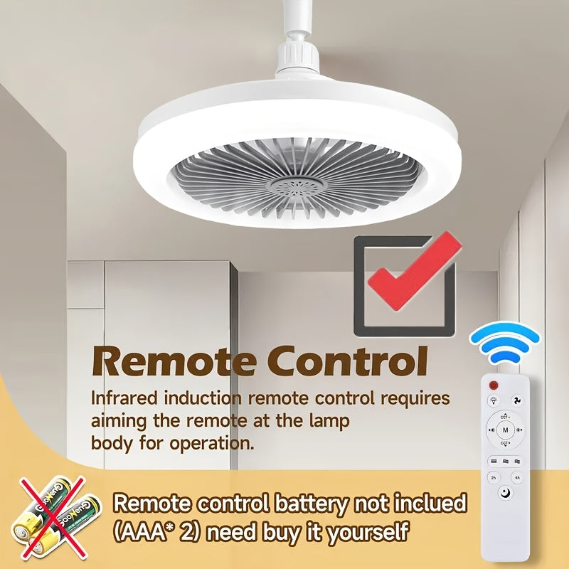 10 Inch LED 360° Rotating Ceiling Fan Light with Remote Control, 3 Color Modes &amp; 3 Speed Levels, E27/E27 Base Easy Installation, 4 Modern Designs, Ideal for Bedside Use