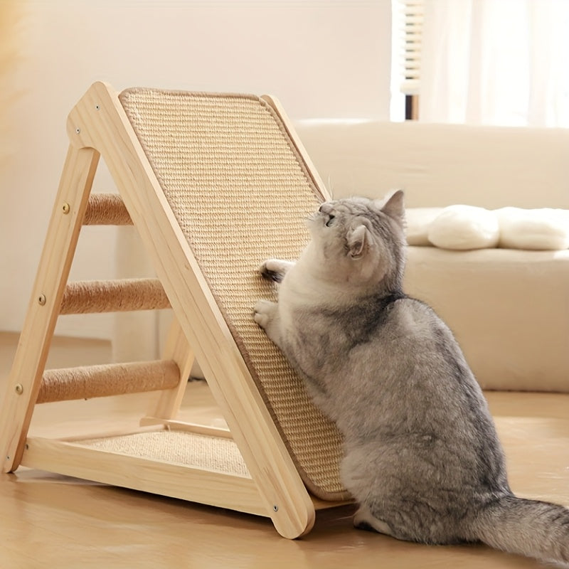 耐用的剑麻猫抓板和攀爬玩具 - 多层木框架，带有整合式抓板，非常适合室内猫，室内猫配件|多层抓板|剑麻抓面
