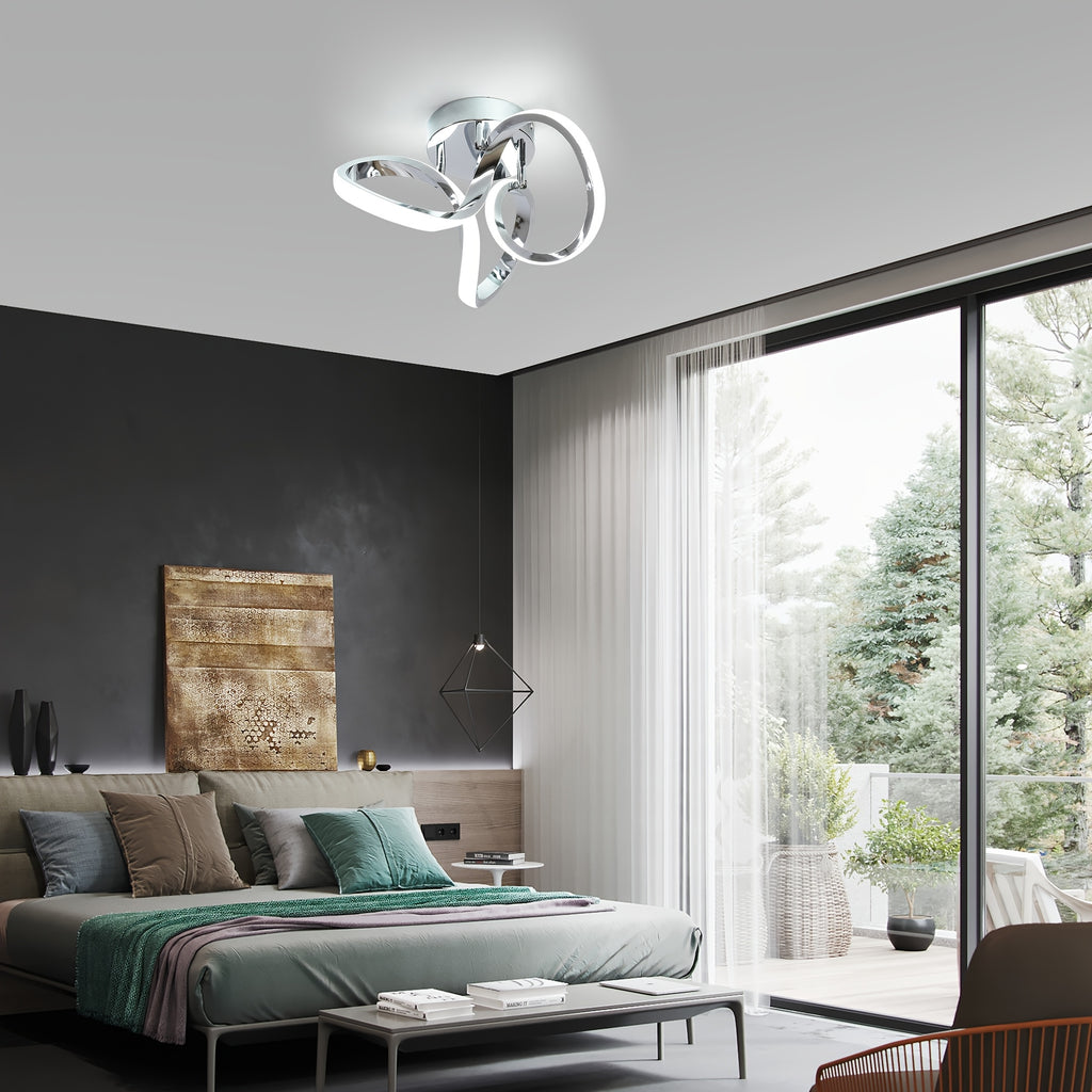 Gainid hallway light, acrylic modern LED ceiling light, cool white 6000K, flush mount ceiling light for bedroom, bathroom, kitchen, balcony, hallway, staircase, passage, curved creative design ceiling light