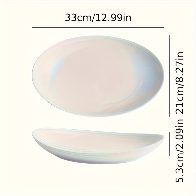 1 Piece Elegant Oval Ceramic Platter – Dark Boat-Shaped Fish Plate, White Porcelain Design, High-Quality Food-Grade Tableware, Perfect for Home & Restaurant – Ideal for Christmas, Thanksgiving, Mother‘s Day, Father’s Day