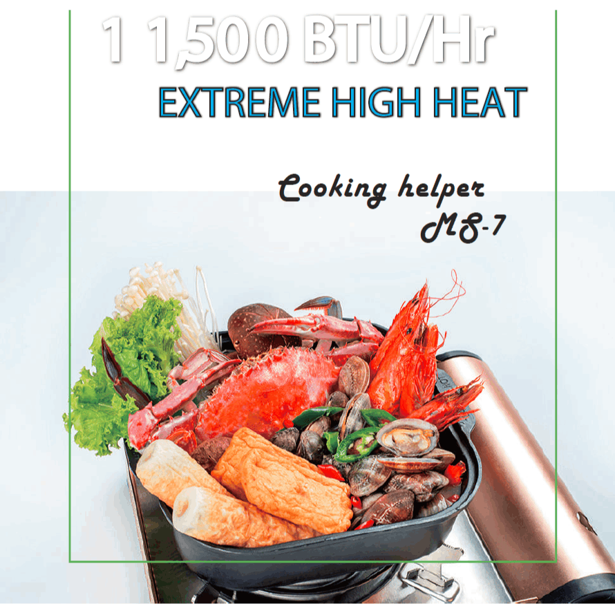 Portable Gas Stove MS-7 (Silver) 11,500 BTU, Ultra-High Power, Camping Stove with Protective Case