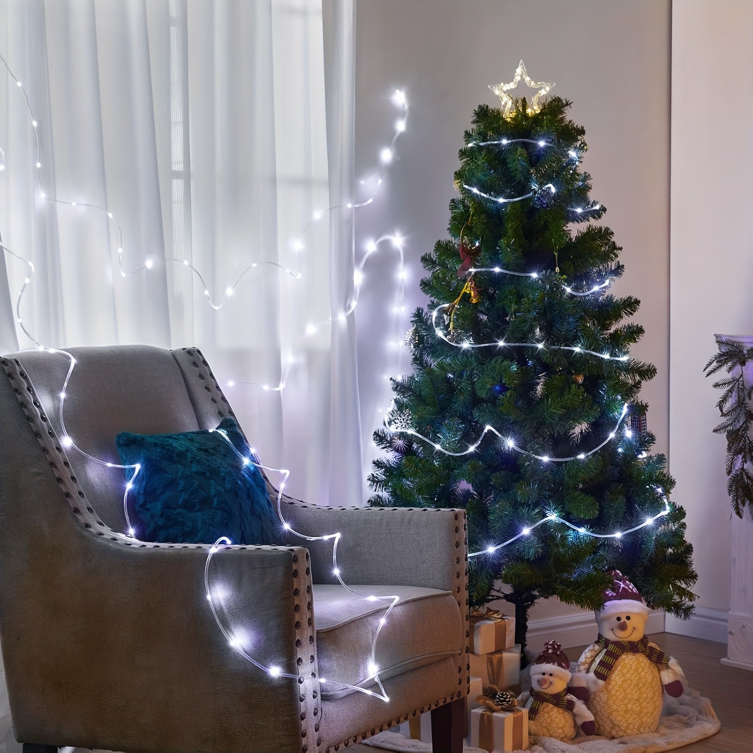 A 50/100/200 LED USB soft light strip, lengths 196.85in / 393.7in / 787.4in, with 8 modes, USB remote control fairy light, suitable for Christmas decoration, camping tents, wedding parties, trees, gardens, bedrooms